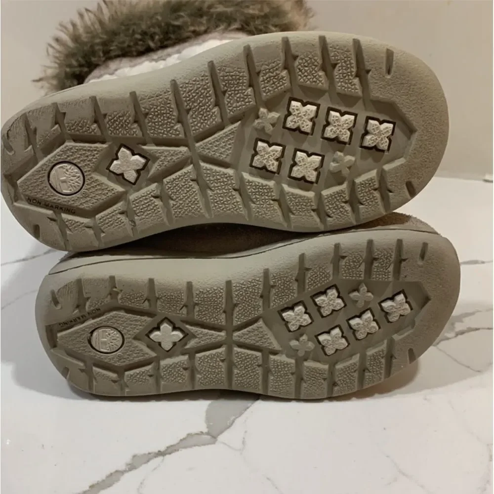 Timberland | Leather Faux Fur Girls White GV Cream Toddler Boots Size 7